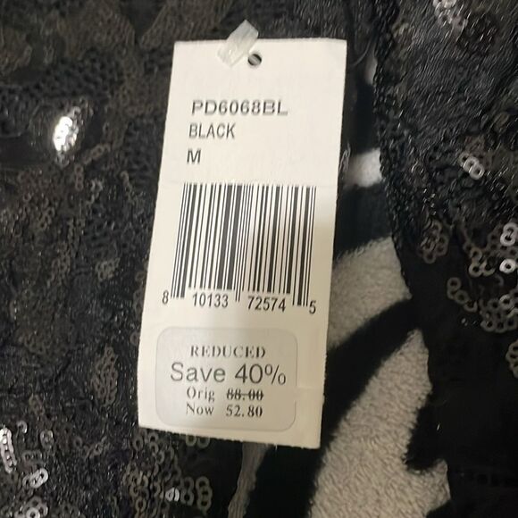 Fore black sequins sweetheart long sleeve bodysuit Onsie open keyhole tie back - Picture 8 of 11